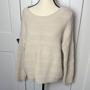 100% cotton thick knit woven crew neck sweater heavyweight vintage vibe Large